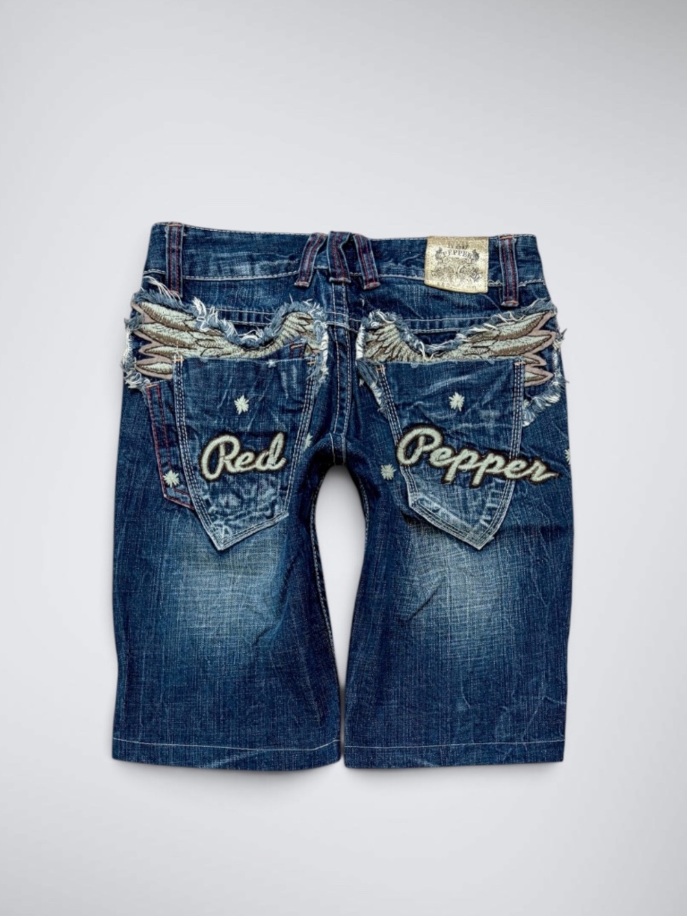RARE VTG Red Pepper Gold Label Embroidered Angel Wing Jorts